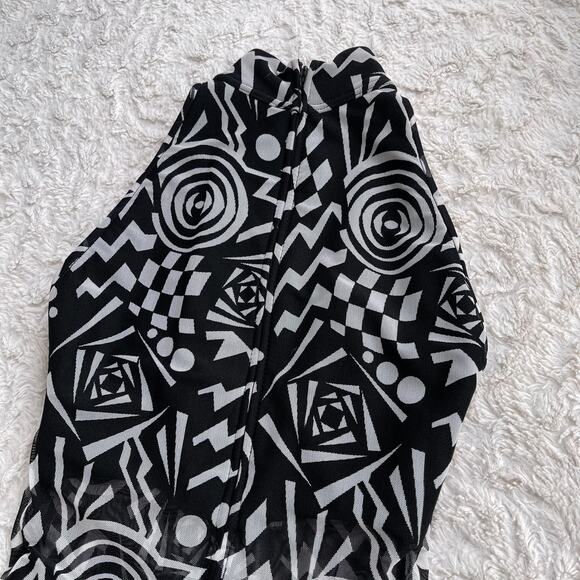 Cache geometric mesh maxi dress sheer Tadashi vintage 90s prom formal cocktail S - Picture 7 of 15